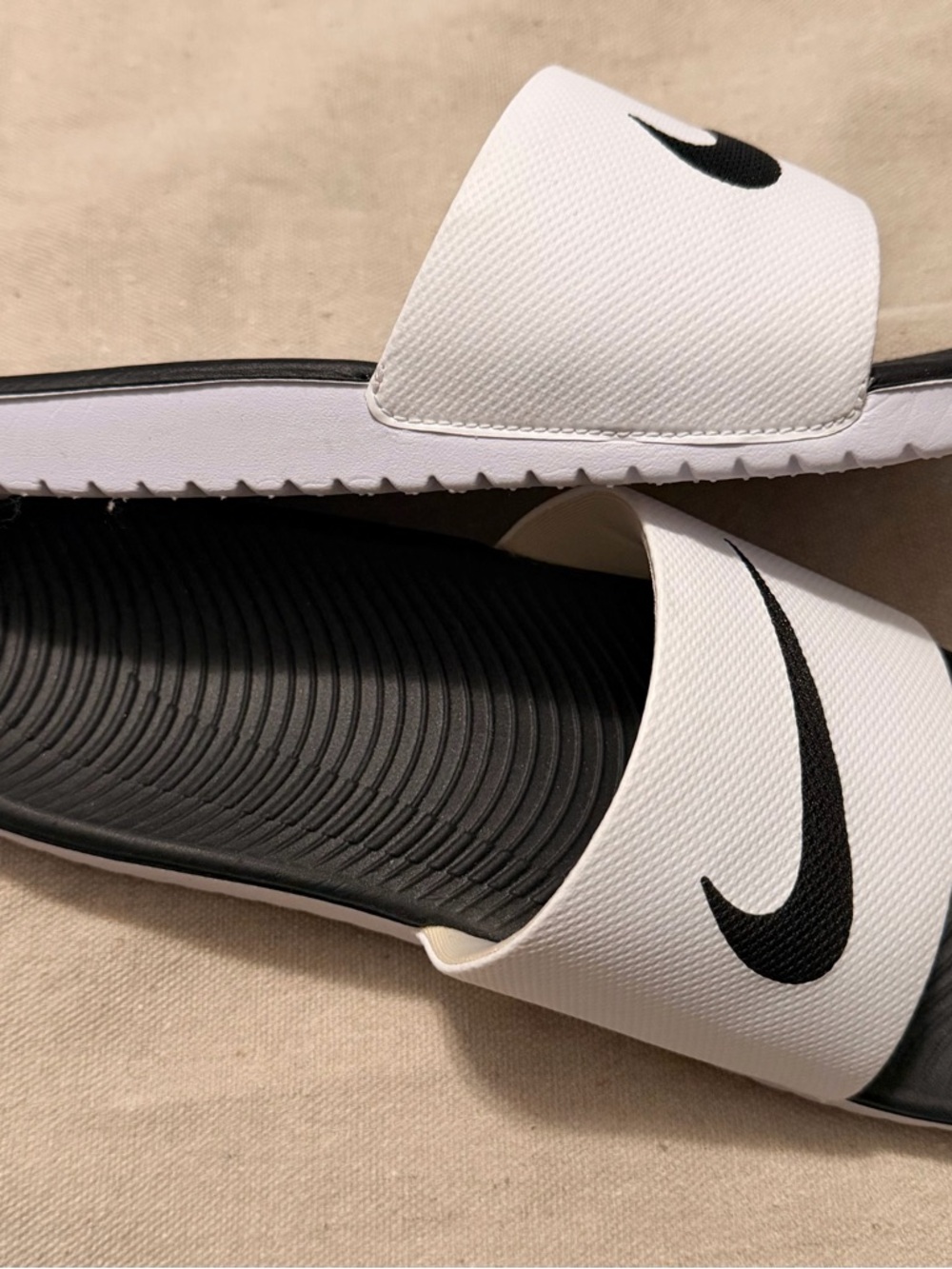 Nike Black & White Swoosh Slide Sandals - Picture 3 of 4